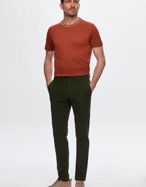 Damat Slim Fit Haki Bi Strech Pamuklu Beli İçten Lastikli Chino Pantolon
