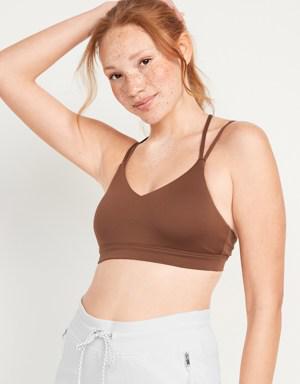 Old Navy Light Support Strappy V-Neck Sports Bra for Women brown