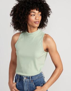 Old Navy Sleeveless Rib-Knit Mock-Neck T-Shirt for Women green