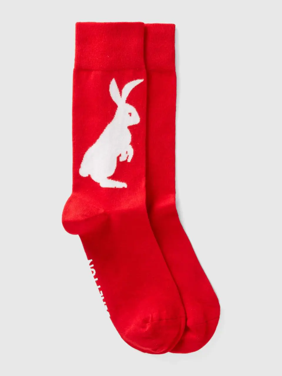 Benetton red socks with bunny design. 1