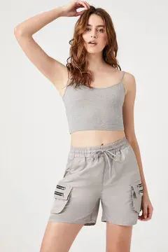 Forever 21 Forever 21 Drawstring Cargo Shorts Silver. 2