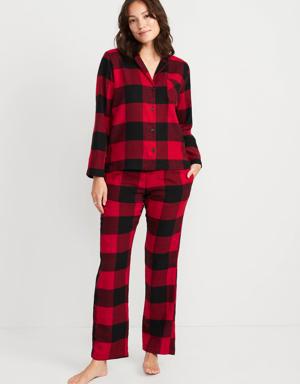 Old Navy Printed Flannel Pajama Set red