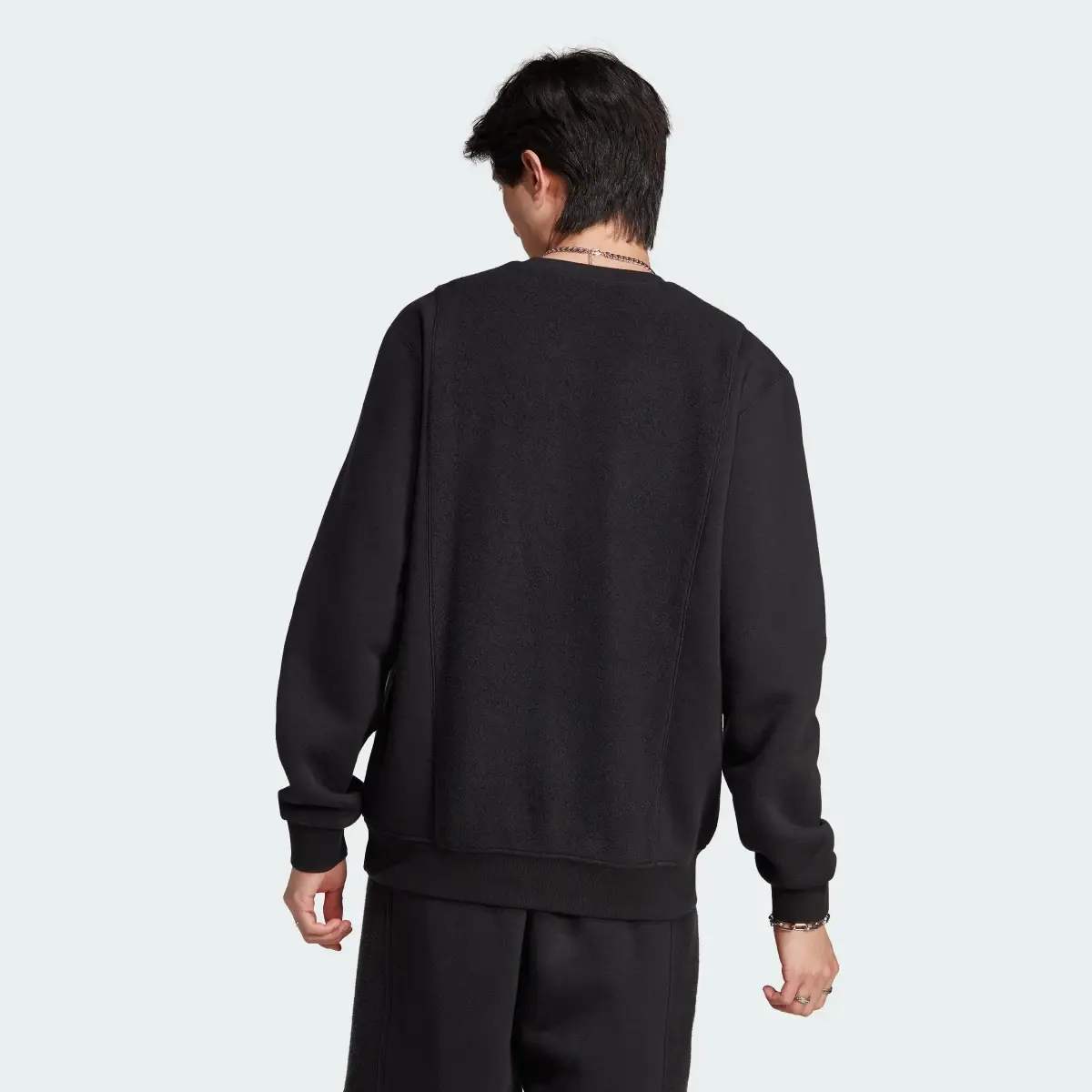 Adidas Essentials+ Trefoil Reverse Material Crew Sweatshirt. 3