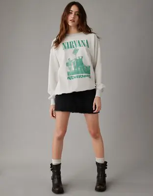 American Eagle Oversized Nirvana Graphic Sweatshirt. 1