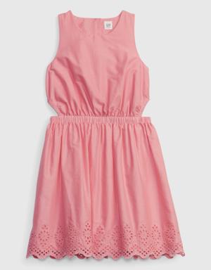 Kids Eyelet Cutout Dress pink