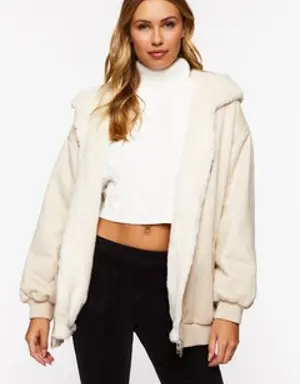Forever 21 Faux Suede Zip Up Jacket Cream