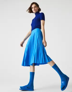 Lacoste Falda plisada fluida con cintura elástica para mujer
