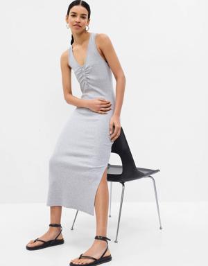 Modern Henley Racerback Midi Dress gray