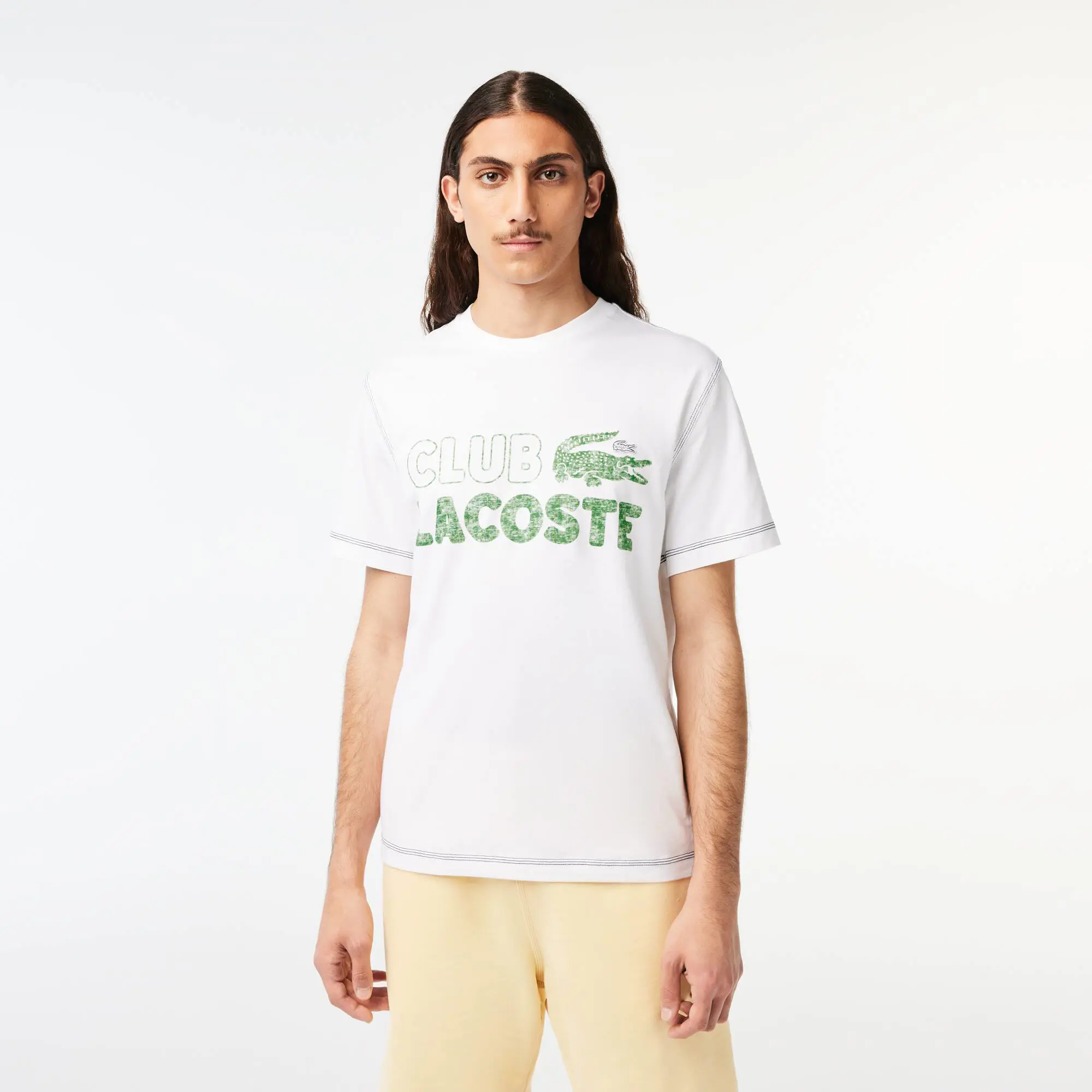 Lacoste T-shirt em algodão orgânico com estampado vintage Lacoste para homem. 1