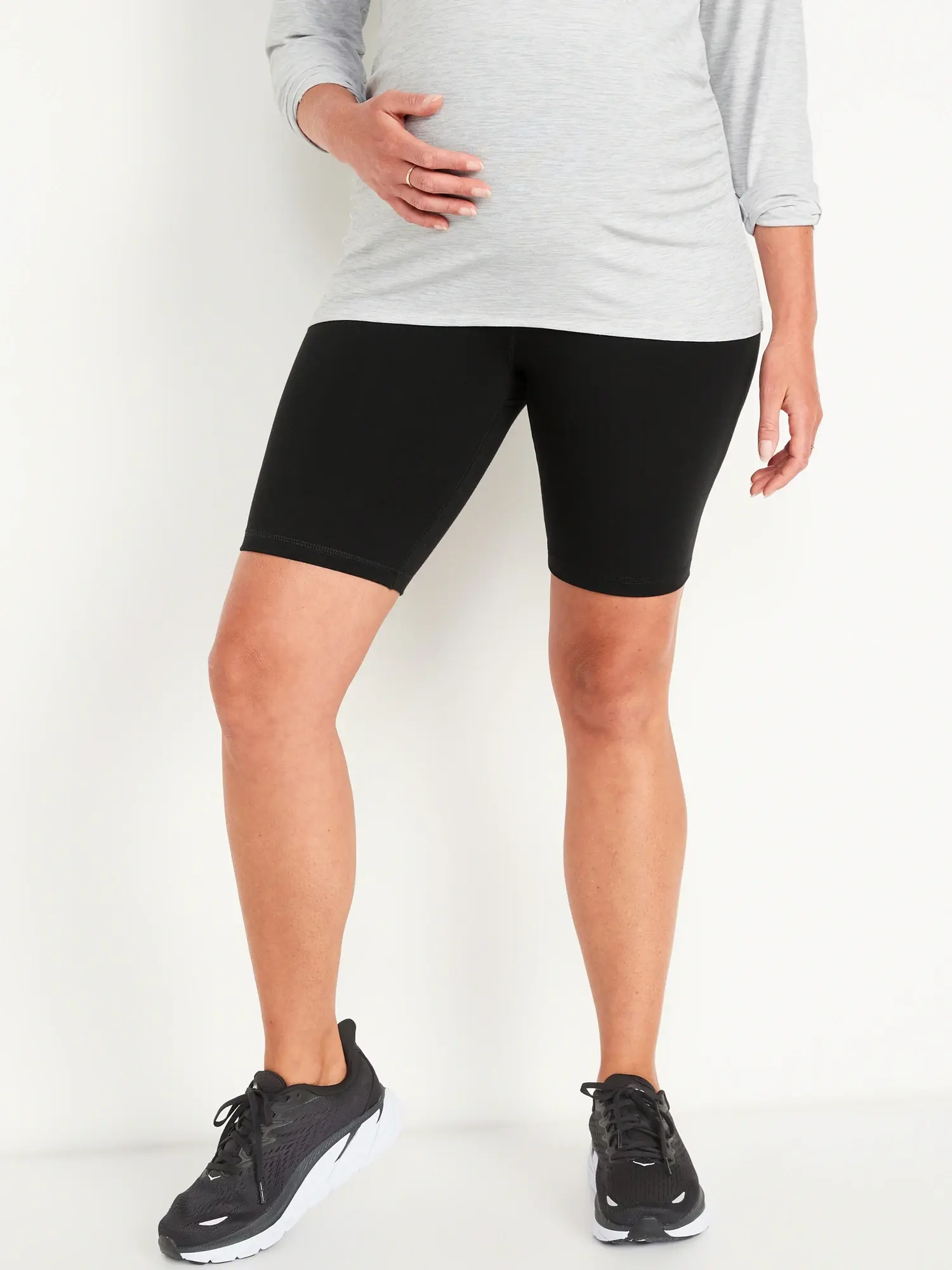 Old Navy Maternity Rollover-Waist PowerChill Biker Shorts -- 8-inch inseam black. 1