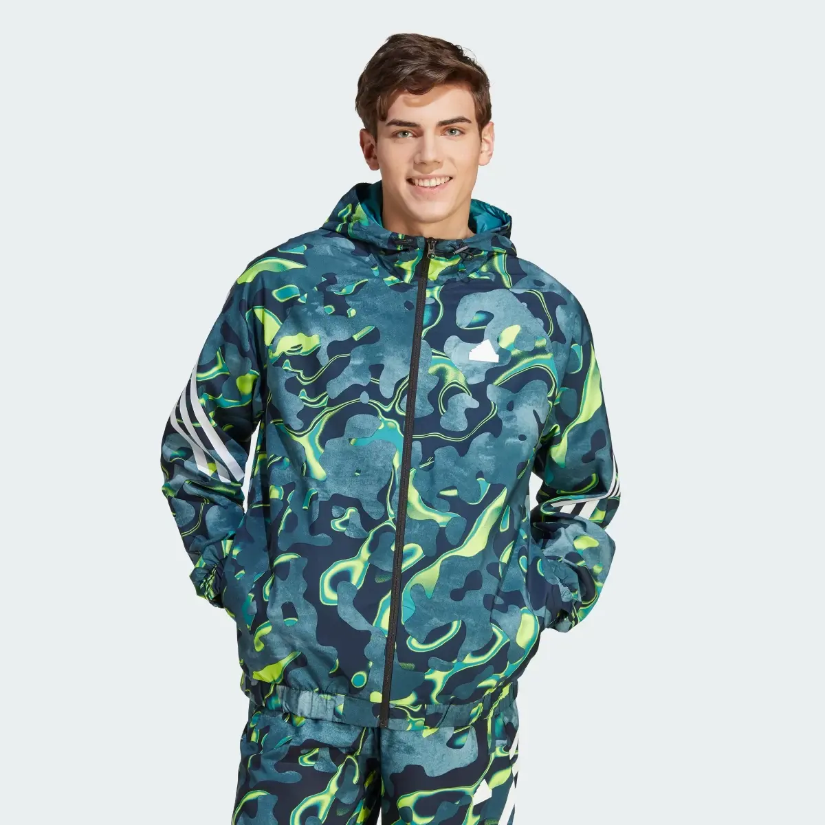 Adidas Future Icons Allover Print Full-Zip Hoodie. 2