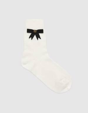 Cotton blend socks with GG bow