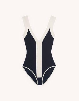 Two-tone knitted bodysuit with straps