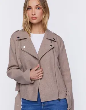 Forever 21 Brushed Moto Jacket Taupe