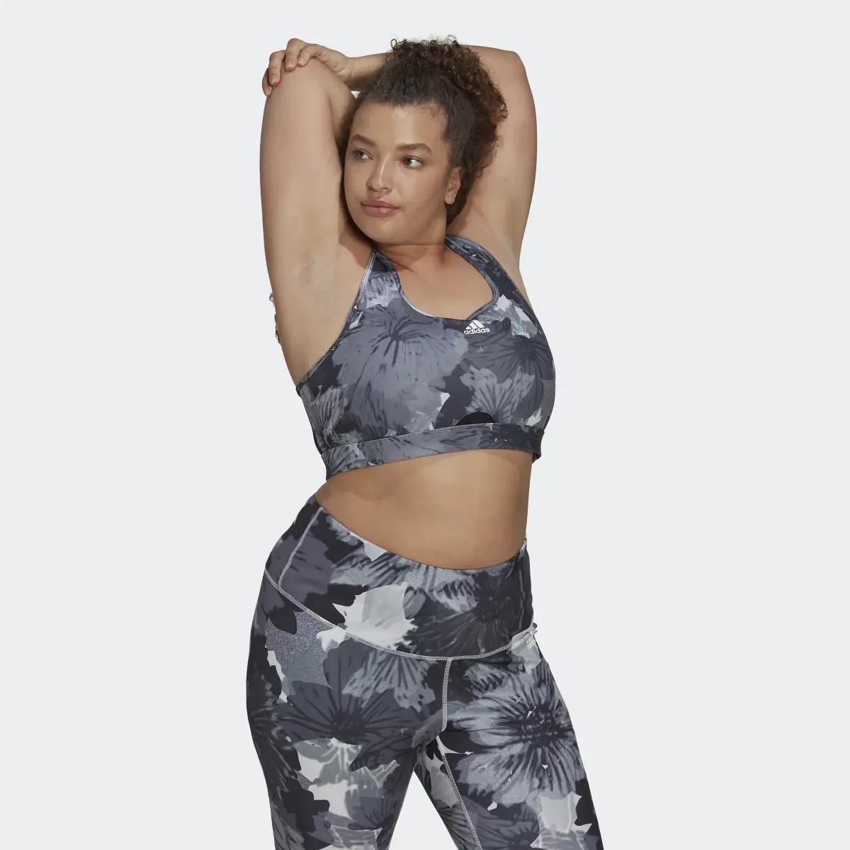 Adidas Powerreact Training Medium-Support Allover Print Bra (Plus Size). 2