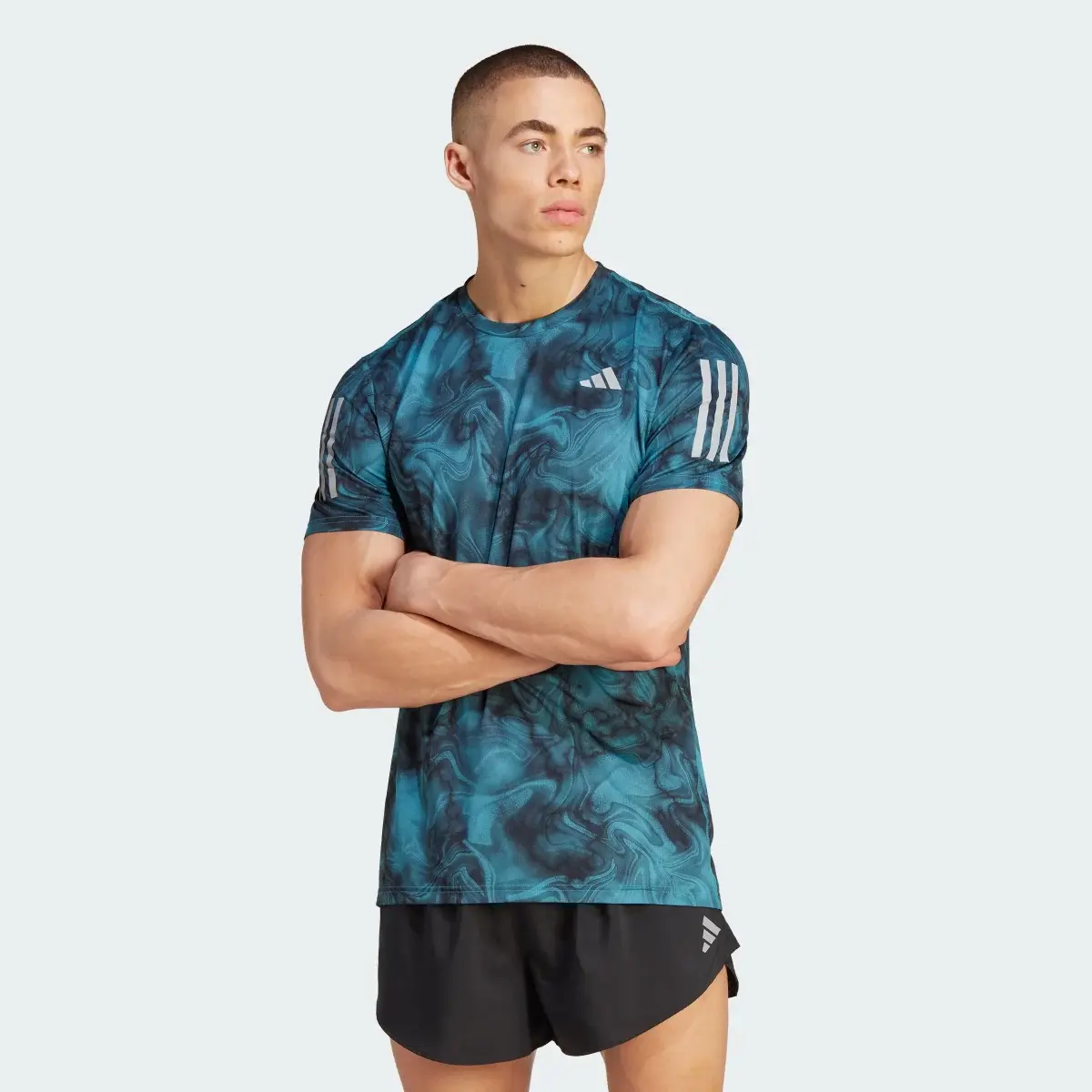 Adidas Own the Run Allover Print T-Shirt. 2