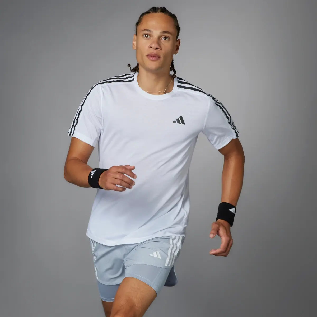 Adidas Own the Run 3-Stripes Tee. 1