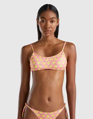 pink beach bra top with apple pattern