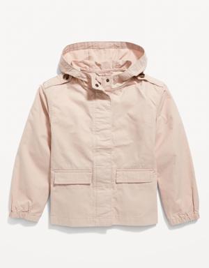 Hooded Twill Utility Jacket for Girls beige