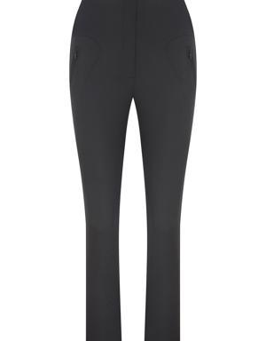 Pocket Zipper Detail Black Trousers