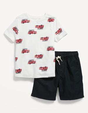 Old Navy T-Shirt and Pull-On Shorts Set for Toddler Boys red