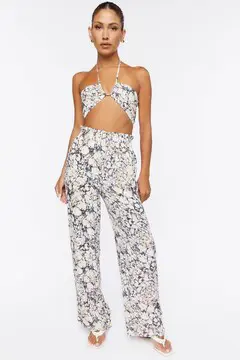 Forever 21 Forever 21 Abstract Print Paperbag Pants Ivory/Multi. 2