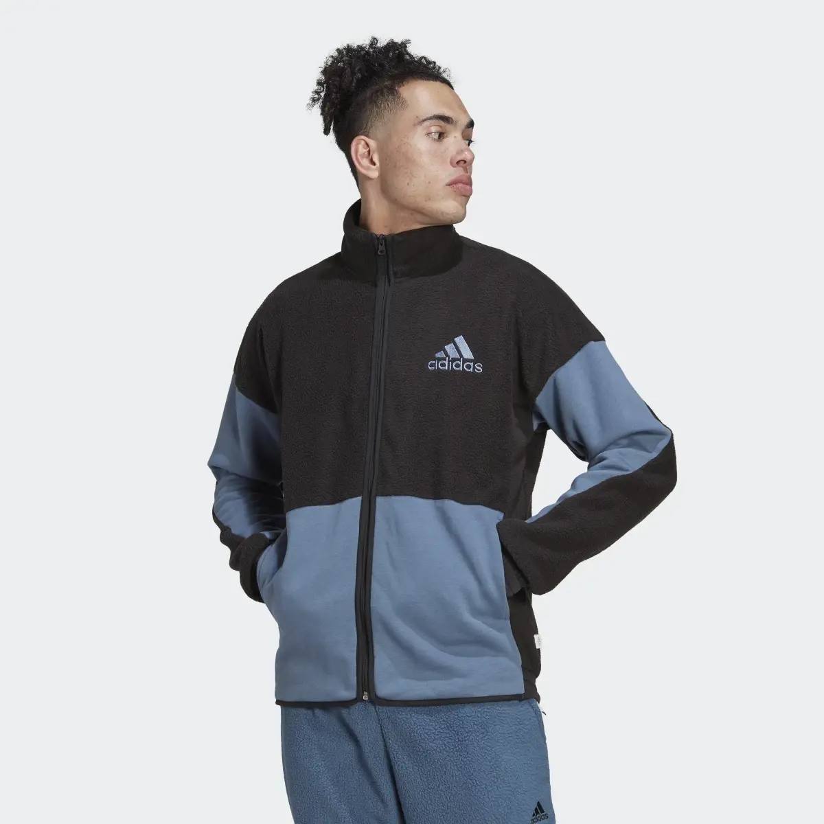 Adidas Colorblock Sherpa Fleece Track Top. 2