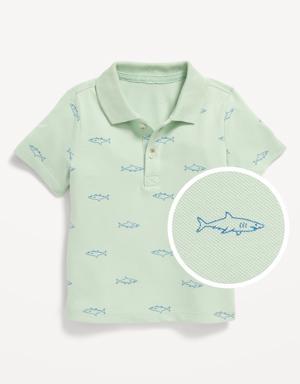 Printed Short-Sleeve Polo Shirt for Baby gray