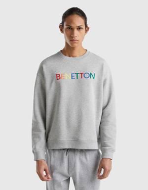 crew neck sweatshirt with logo print