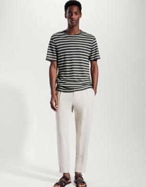 100% linen striped t-shirt