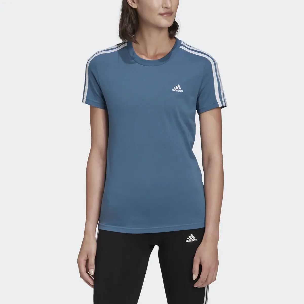 Adidas Essentials Slim 3-Stripes Tee. 1