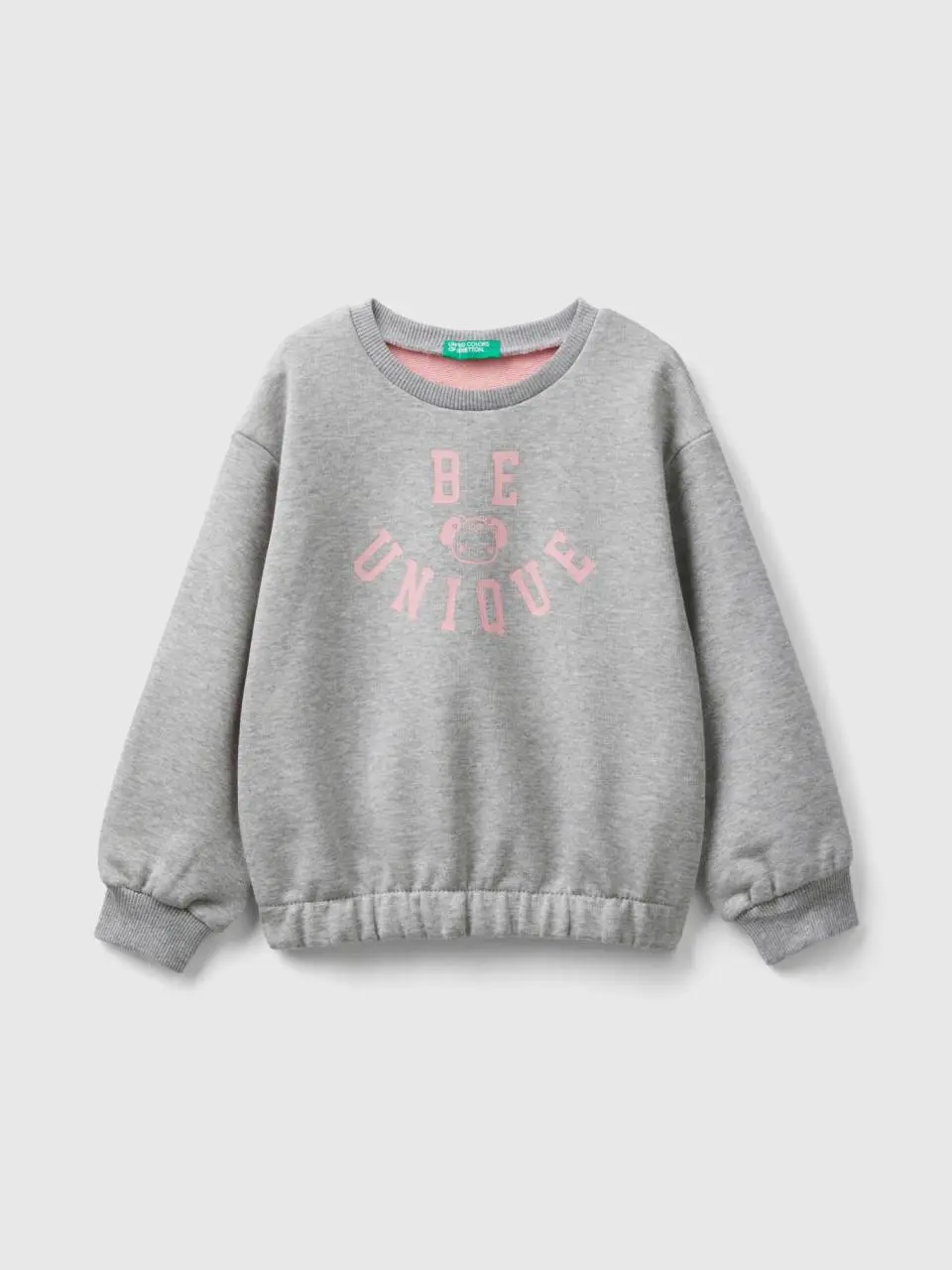 Benetton color block sweatshirt with print. 1