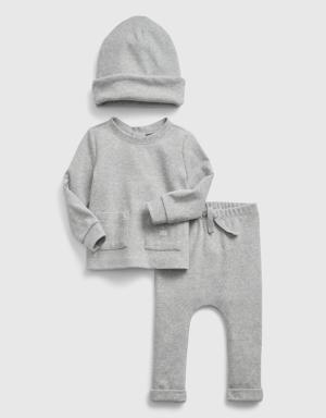 Gap Baby Rib 3-Piece Outfit Set gray