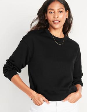 Cropped Vintage French-Terry Sweatshirt for Women black
