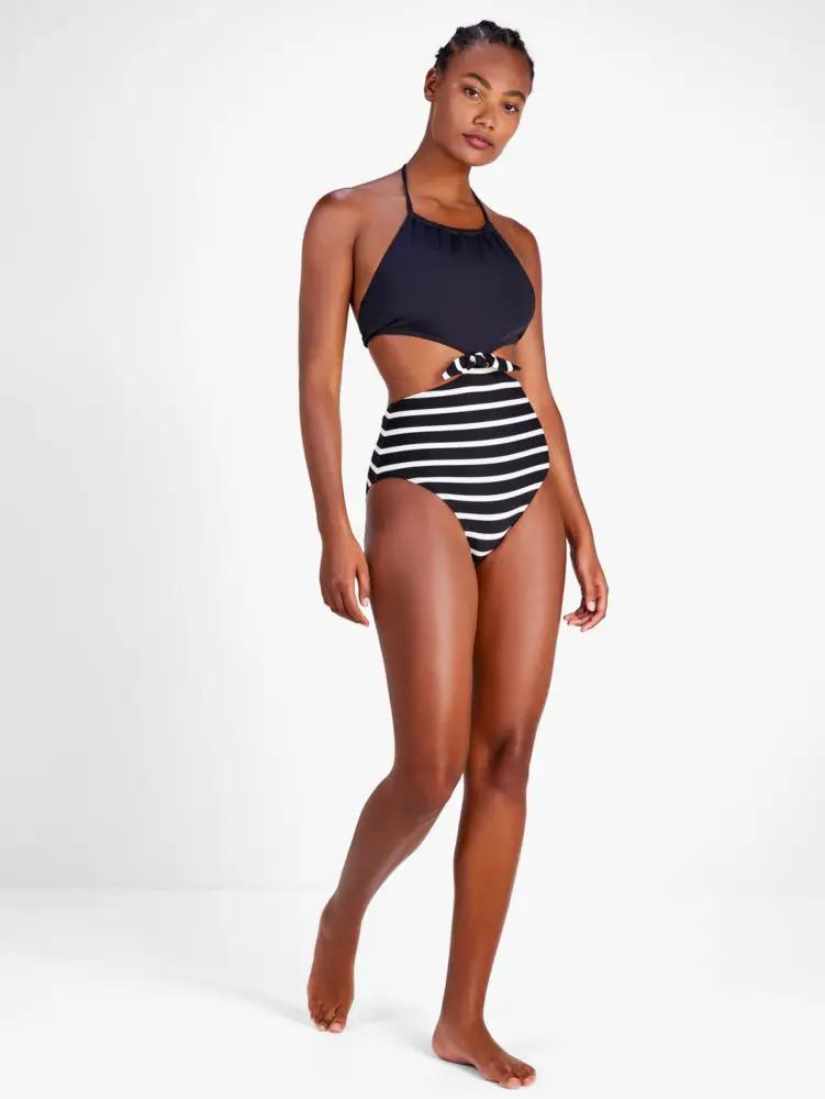 Kate Spade Breton Stripe High Neck Monokini. 1