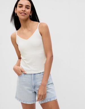 Gap Mini Rib Cropped Tank Top with Shelf-Bra white