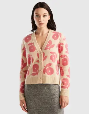 cardigan with floral inlays