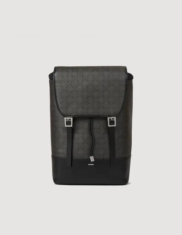 Sandro Square Cross coated canvas backpack. 2