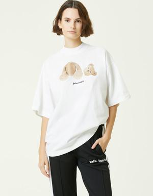 Teddy Bear Beyaz Dik Yaka T-shirt