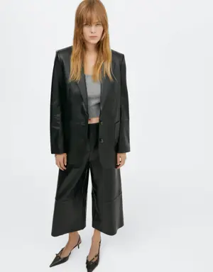 Pleated leather culotte trousers 