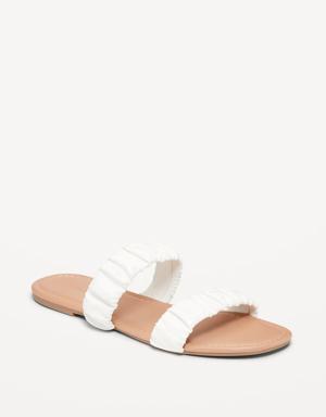 Old Navy Faux-Leather Ruched Sandals for Women white