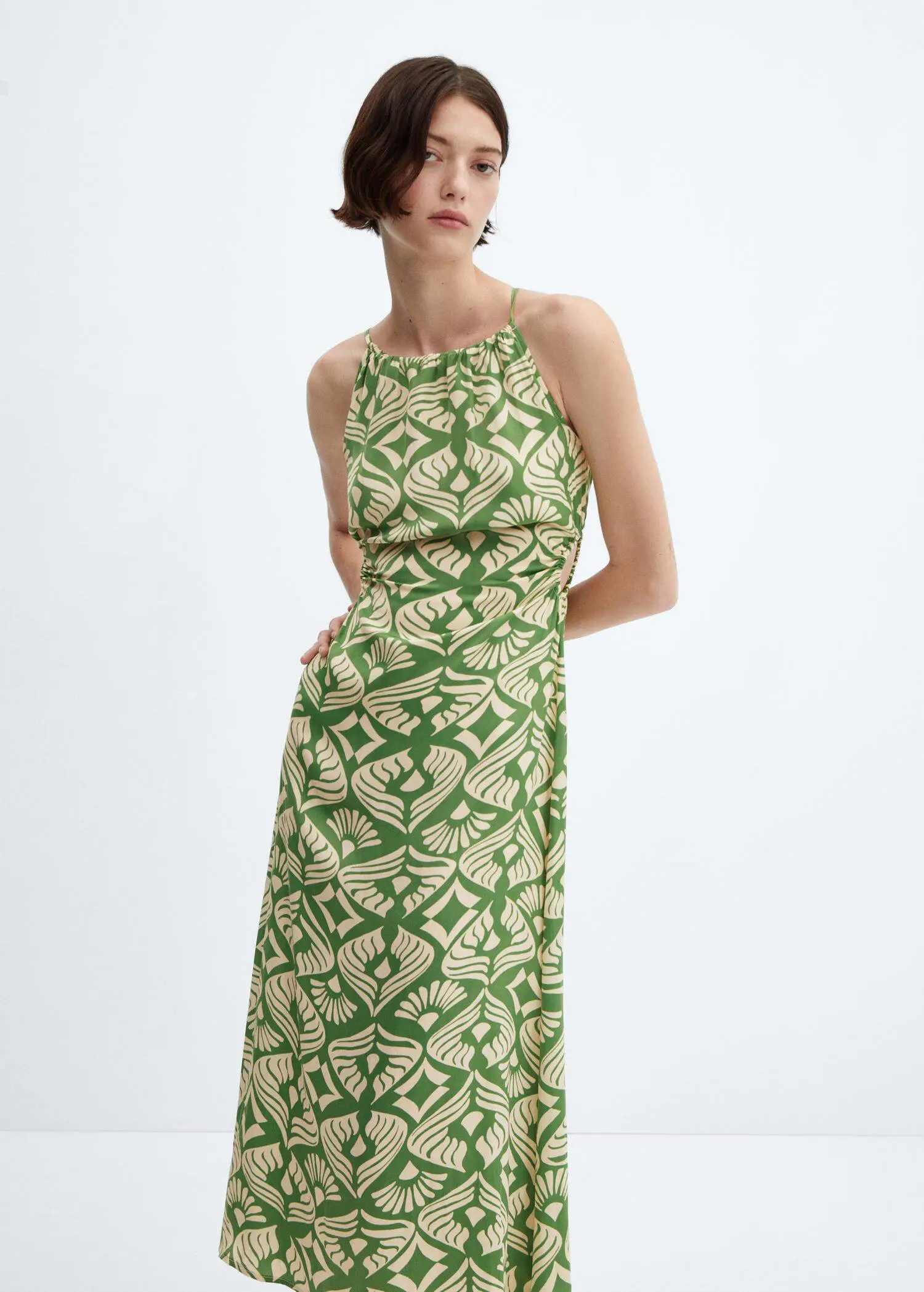Mango Printed dress with openings. 2