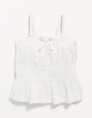 Sleeveless Smocked Peplum Top for Toddler Girls white