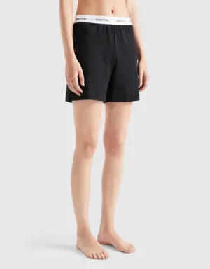 shorts with logoed elastic