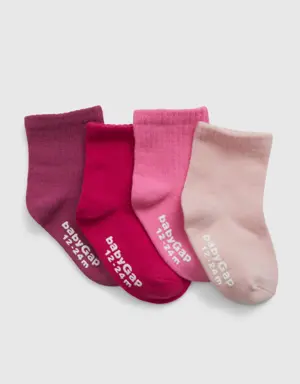 Toddler Cotton Crew Socks (4-Pack) pink