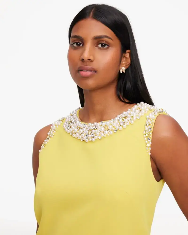 Kate Spade Jeweled Crepe Shift Dress. 2