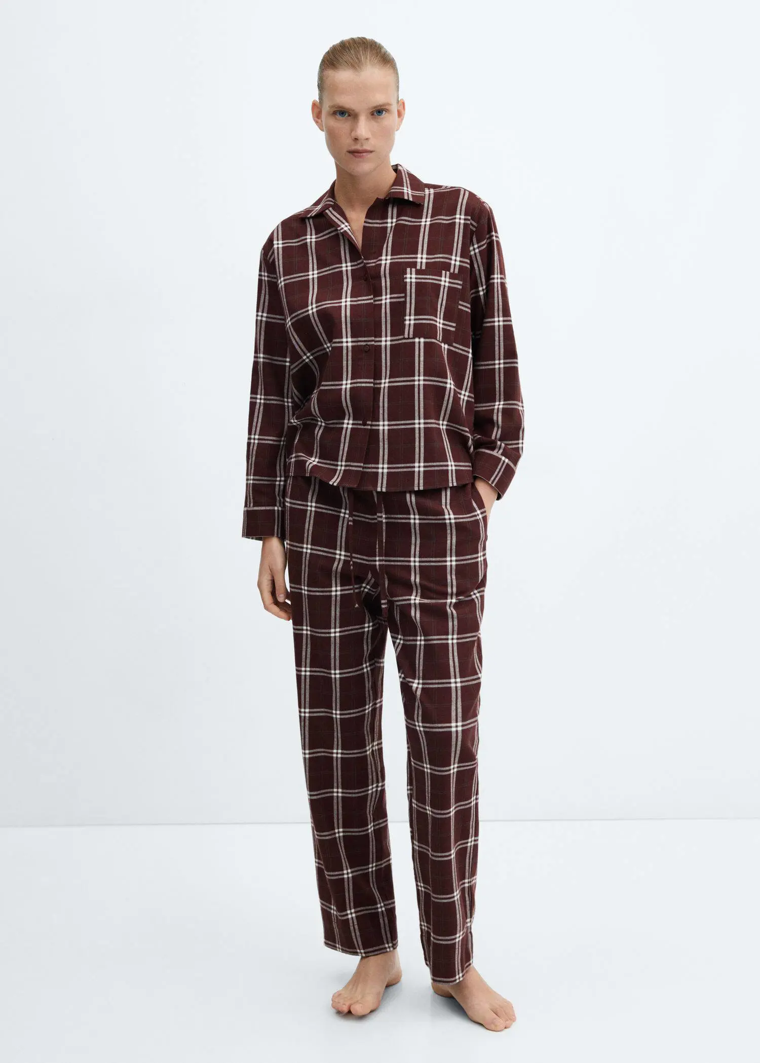 Mango Kareli flanel pijama pantolonu. 1