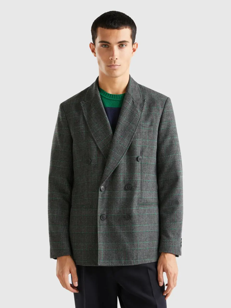 Benetton double-breasted prince of wales jacket. 1