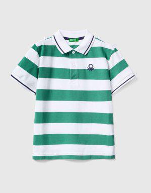 Erkek Çocuk Mix Logolu Çizgili Polo T Shirt