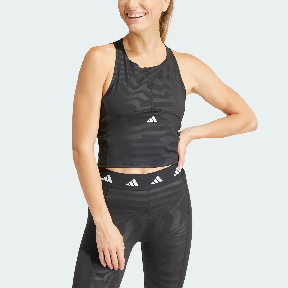 Adidas Techfit Printed Crop Training Tank Top. 1